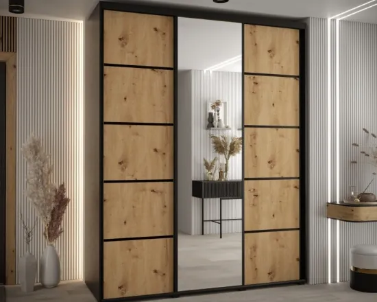 Skriňa s posuvnými dverami so zrkadlom Cannes 5 200 cm 60 cm hĺbky