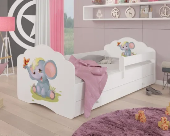 Posteľ s matracom, zábrankou a zásuvkou Casimo Elephant 140