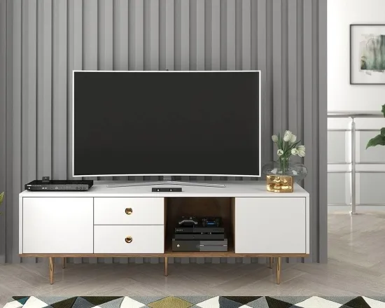 Biela moderná TV stolík do obývačky Harmoni