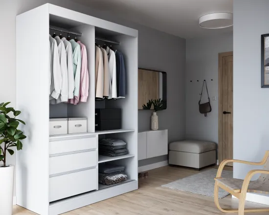 Šatní skříň s posuvnými dveřmi se zrcadlem Haidar 140 cm