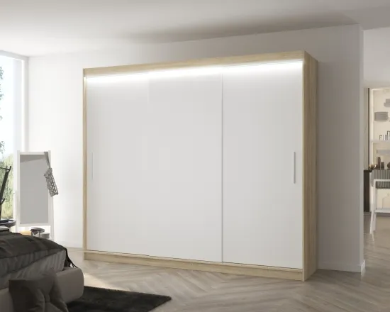 Skriňa s posuvnými dverami s LED osvetlením Antos 250 cm