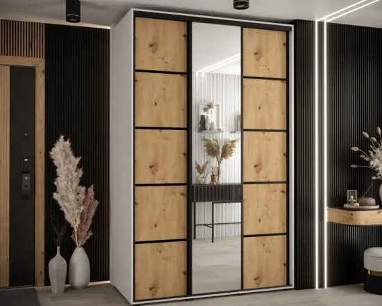 Skriňa s posuvnými dverami so zrkadlom Cannes 5 150 cm 60 cm hĺbky