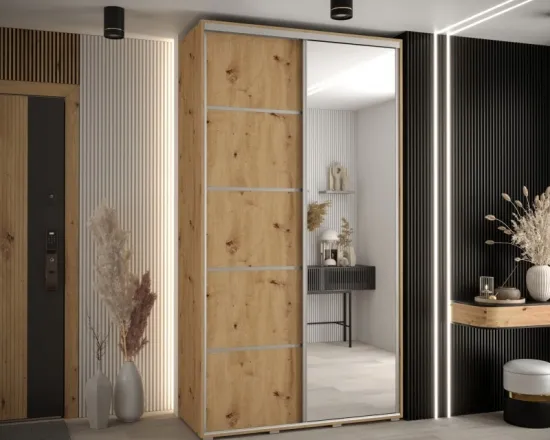 Skriňa s posuvnými dverami so zrkadlom Cannes 5 130 45 cm hĺbky