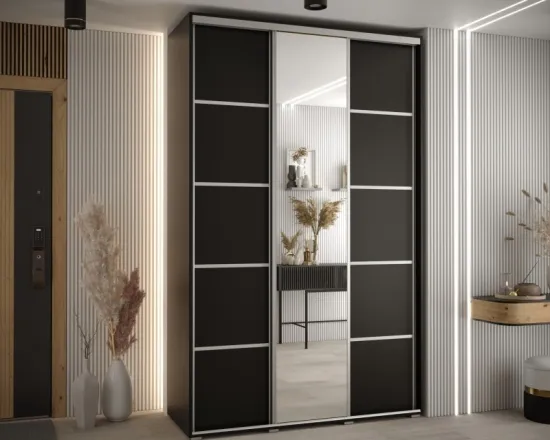Skriňa s posuvnými dverami so zrkadlom Davos 5 150 cm 45 cm hĺbky