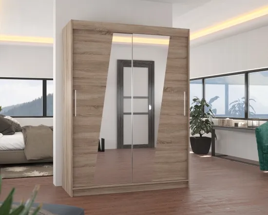 Šatní skříň s posuvnými dveřmi se zrcadlem Bolton 150 cm