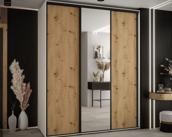 Skriňa s posuvnými dverami so zrkadlom vysoká Davos 3 190 hĺbka 60 cm