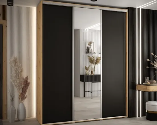 Skriňa s posuvnými dverami so zrkadlom vysoká Davos 3 190 hĺbka 45 cm