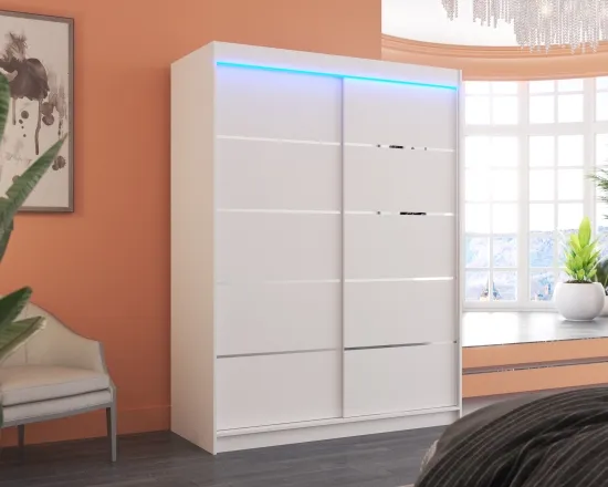 Šatní skříň s posuvnými dveřmi s LED osvětlením Luft 150