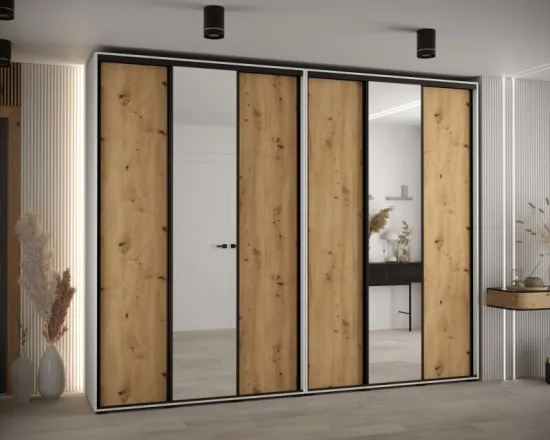 Skriňa s posuvnými dverami so zrkadlom vysoká Davos 3 300 hĺbka 45 cm