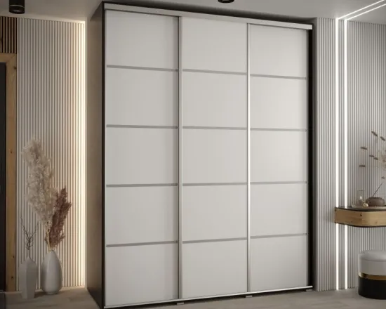 Vysoká šatní skříň s posuvnými dveřmi Davos 4 190, hloubka 60 cm, výška 235,2 cm