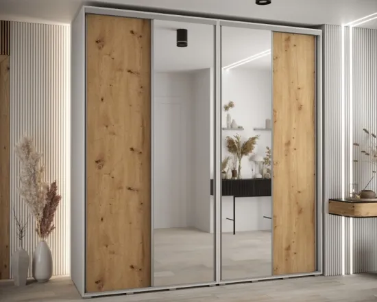Vysoká šatní skříň s posuvnými dveřmi Davos 3 230, hloubka 60 cm, výška 235,2 cm
