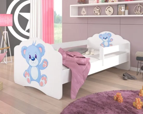 Posteľ s matracom a zábranou Casimo Blue Bear 140 cm