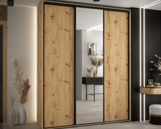 Skriňa s posuvnými dverami so zrkadlom vysoká Davos 3 200 hĺbka 45 cm