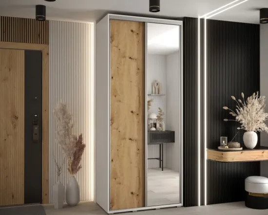 Skriňa s posuvnými dverami so zrkadlom vysoká Davos 3 100 hĺbka 45 cm