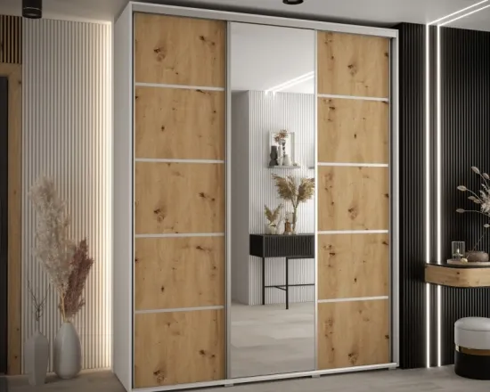 Skriňa s posuvnými dverami so zrkadlom Davos 5 190 cm 45 cm hĺbky