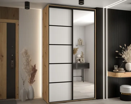 Skriňa s posuvnými dverami so zrkadlom Davos 5 140 cm 45 cm hĺbky