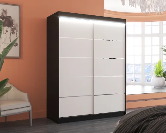 Šatní skříň s posuvnými dveřmi s LED osvětlením Luft 150 cm