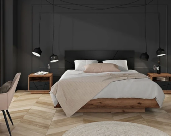 Moderní noční stolek se zásuvkou a výklenkem pod deskou stolu do ložnice Forn