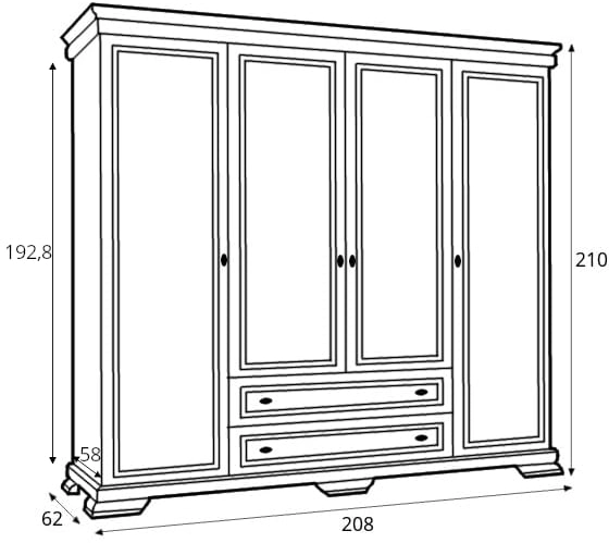 Pojemna szafa z szufladami i drzwiami z lustrem do sypialni Kora