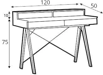 Psací stůl 120x50 Basic+ Horizontal s nástavbou