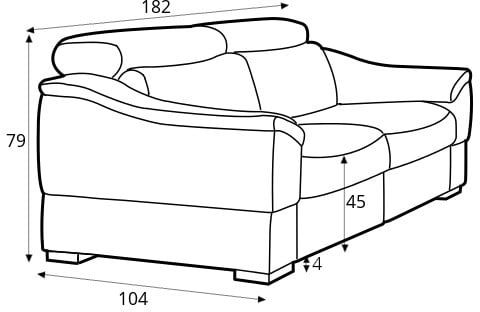 Sofa 2-osobowa z funkcją relaksu manualnego lewa Urbano