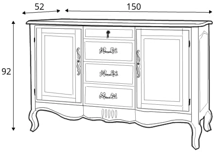Elegantní prostorná komoda se zásuvkami na vysokých nožkách do obývacího pokoje nebo ložnice Verona