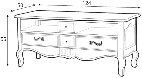 Elegantní TV stolek se zásuvkami a výklenky na vysokých nožkách do obývacího pokoje Verona