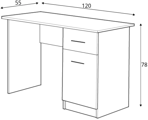 Jednodrzwiowe biurko z szafką i szufladą do biura lub gabinetu Elmo
