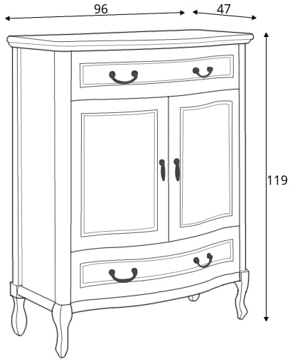 2-dvířková komoda v klasickém stylu se zásuvkami do obývacího pokoje Gerard