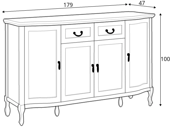 4-dvířková komoda v klasickém stylu se zásuvkami do obývacího pokoje Gerard