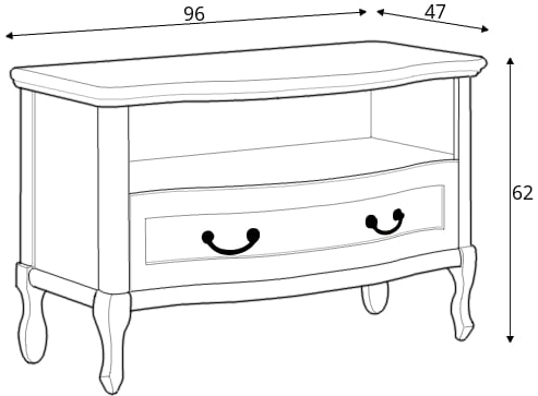 Elegantní TV stolek v klasickém stylu se zásuvkou a výklenkem do obývacího pokoje Gerard