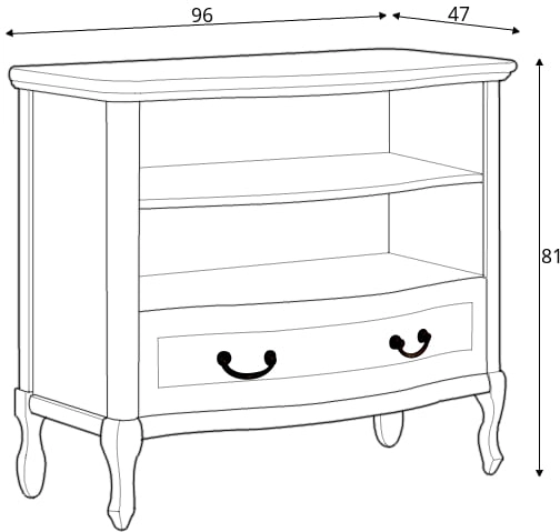 Elegantní TV stolek v klasickém stylu se zásuvkou a výklenky do obývacího pokoje Gerard