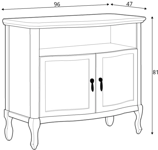 Elegantní 2-dvířkový TV stolek v klasickém stylu s výklenkem do obývacího pokoje Gerard