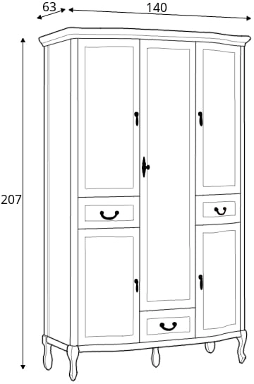 Šatní skříň v klasickém stylu se zásuvkami do ložnice Gerard