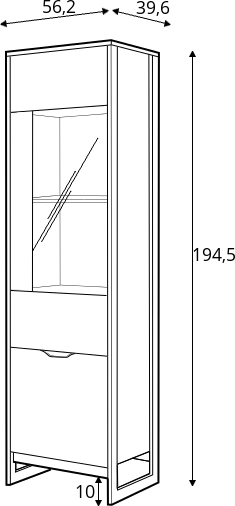 Prosklená vitrína na kovovém rámu do obývacího pokoje Arden