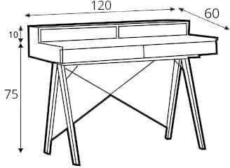 Psací stůl 120x60 Basic+ Horizontal s nástavbou Black/White
