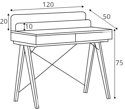 Psací stůl 120x50 Basic+ Vertical s nástavbou