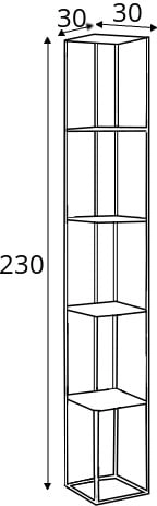 Praktický regál na kovových rámech do obývacího pokoje Tensio Pillar 5F 230x30 cm