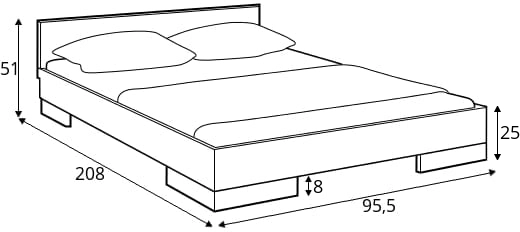 Dřevěná postel borovicová 90 do ložnice Spectrum nízká