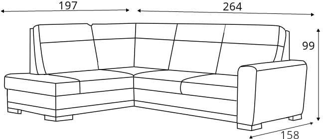 Rohová sedací souprava levá pro každodenní spaní s úložným prostorem na lůžkoviny Amos 
