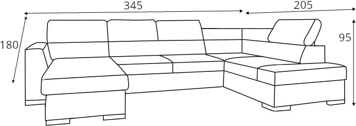 Rohová sedací souprava ve tvaru písmene U pravá pro každodenní spaní se dvěma úložnými prostory na lůžkoviny Nest I