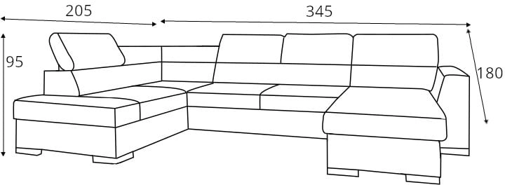 Rohová sedací souprava ve tvaru písmene U levá pro každodenní spaní se dvěma úložnými prostory na lůžkoviny Nest I