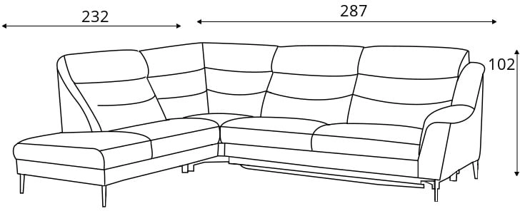 Rohová sedací souprava levá pro každodenní spaní s matrací a úložným prostorem na lůžkoviny Gladiolus