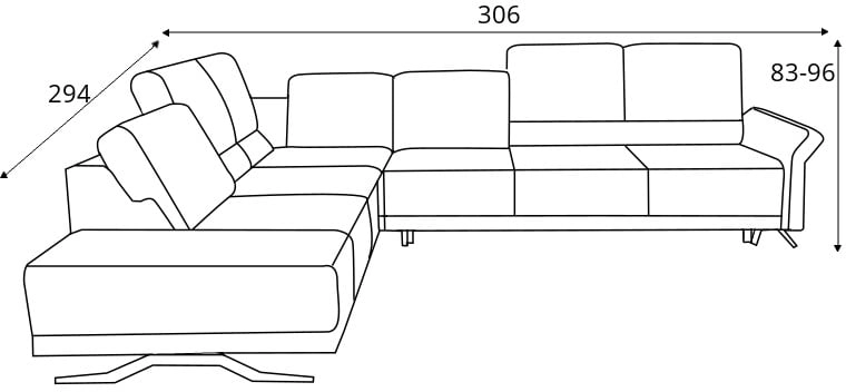 Velká, rohová sedací souprava levá pro každodenní spaní s mechanismem rozkládání typu puma a úložným prostorem na lůžkoviny Ibisco 