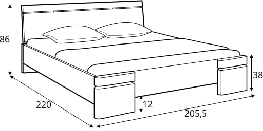Łóżko drewniane sosnowe ze skrzynią na pościel do sypialni Sparta maxi & st 200