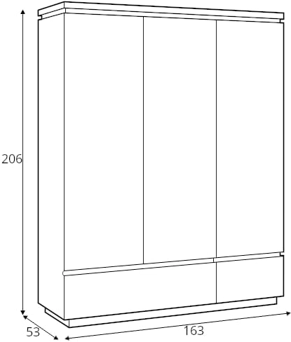 Pojemna 3-drzwiowa szafa z szufladami do sypialni Erla