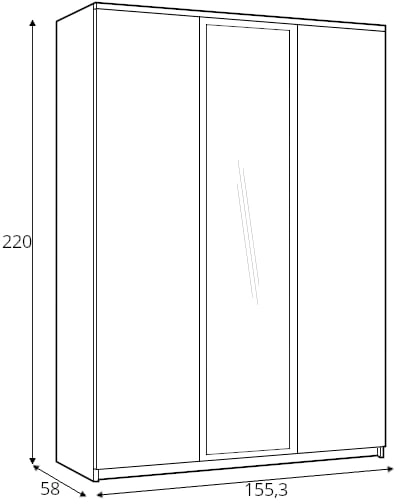 Pojemna 3-drzwiowa szafa z lustrem do sypialni Fribo