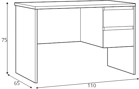 Przestronne biurko o głębokości 65 cm z szufladami Fribo