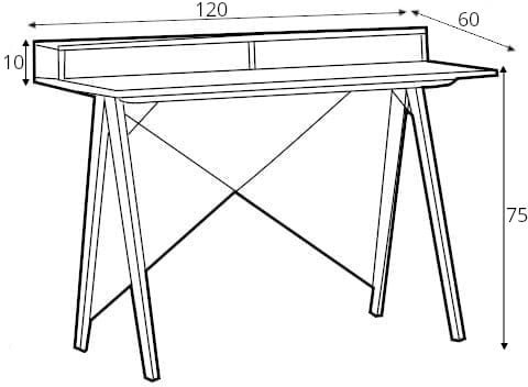 Psací stůl 120x60 Slim+ Horizontal s nástavbou