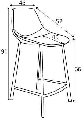 Krzesło barowe niskie Franky szary aksamit